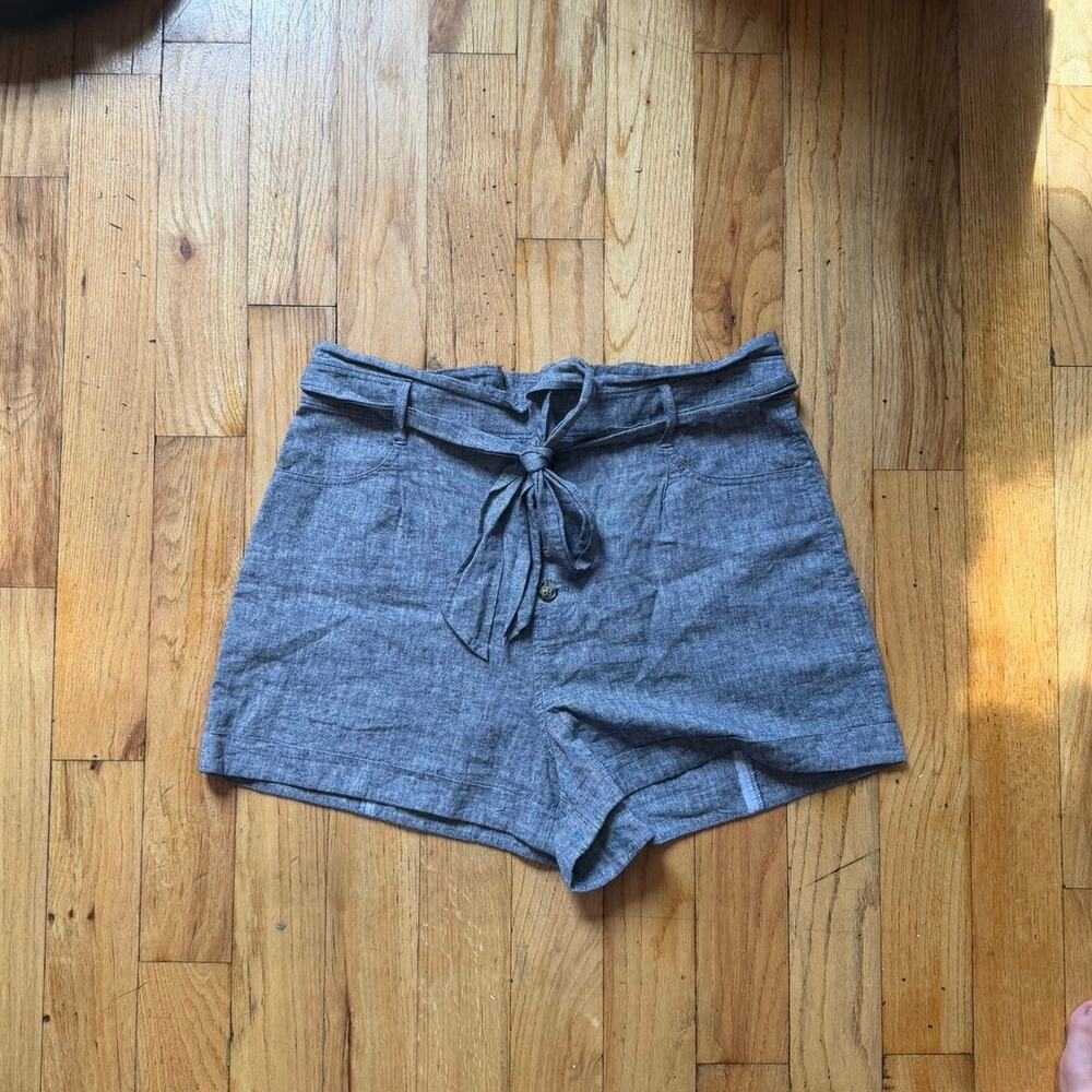Express Shortie Super High Rise Linen-Blend Shorts